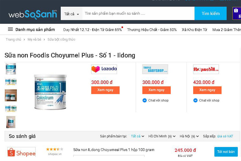 Sữa non Ildong số 1 giá bao nhiêu tiền?