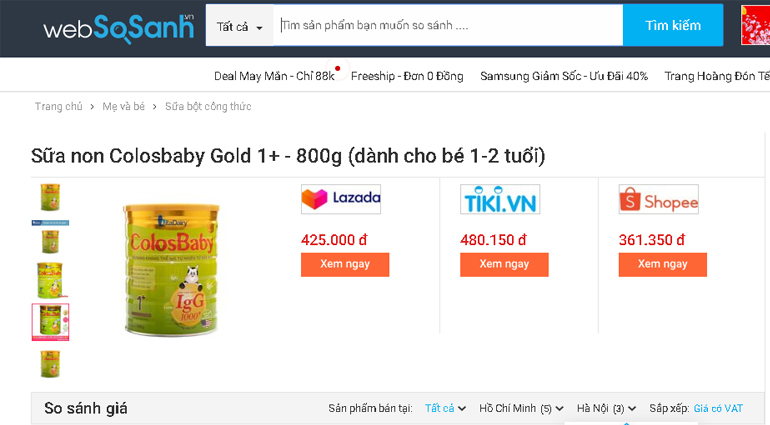 Sữa non Colosbaby Gold 1 - 800g (dành cho bé 1-2 tuổi)