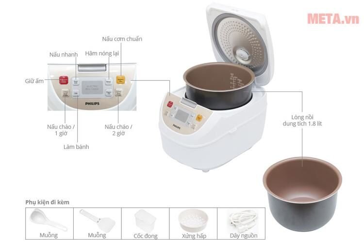 Nồi cơm điện tử Philips HD3130 1.8 lít