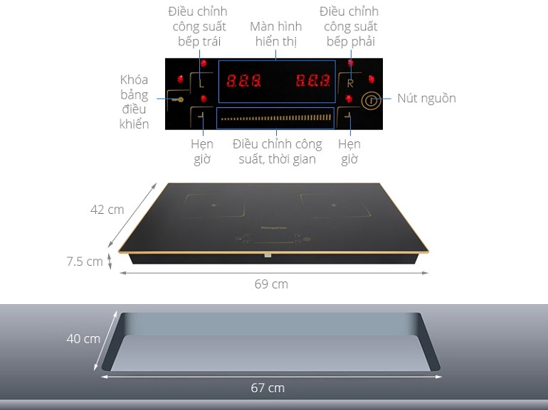 Bếp điện từ đôi Kangaroo KG438I 3.500W Bếp điện từ đôi Kangaroo KG438I 3.500W