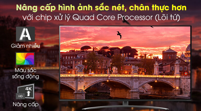 Smart Tivi NanoCell LG 4K 55 inch 55NANO81TNA - Chip Quad Core Processor giúp xử lý, nâng cấp hình ảnh