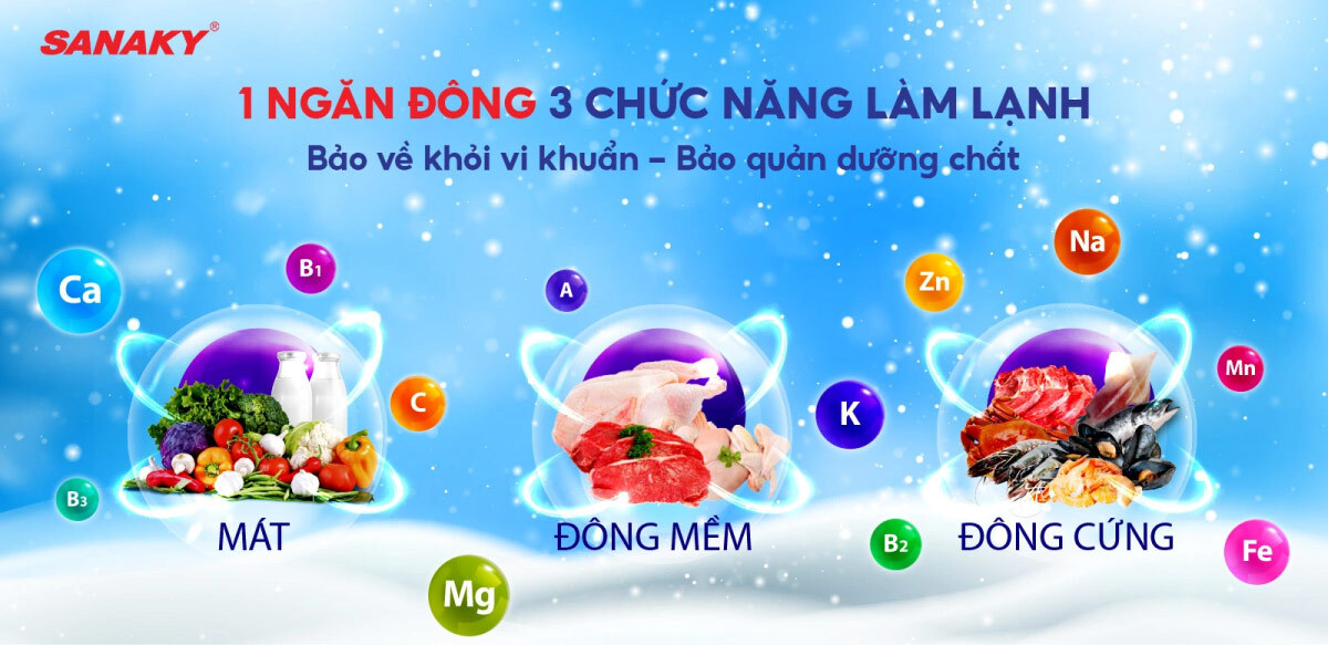 Tủ đông Sanaky 1 ngăn 2000 lít VH-2399HY3 5 3 chế độ đáp ứng nhu cầu lưu trữ thực phẩm đa dạng