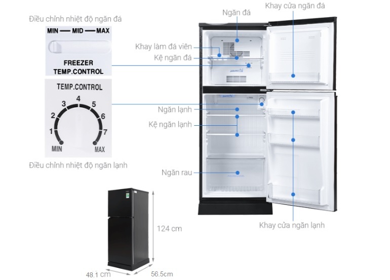 Tủ lạnh Aqua AQR-T150FA (BS) làm lạnh gián tiếp không đóng tuyết và xả đá tự động