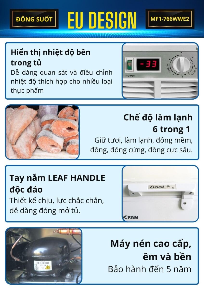 Tủ đông Mitsuxfan inverter 1 ngăn 850 lít MF1-766WWE2
