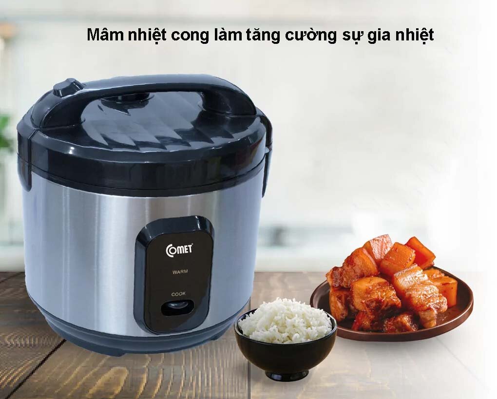 Nồi cơm điện Comet CM8068 1.8 lít nấu cơm nhanh chín 