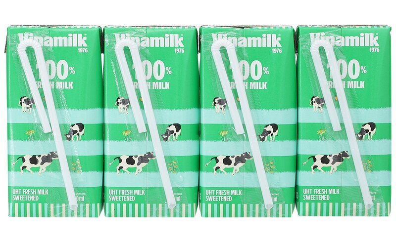 Sữa tươi tiệt trùng Vinamilk 100% 180ml - 4 hộp/ vỉ