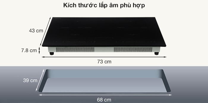 Kích thước của bếp từ đôi Kalite KL-3900