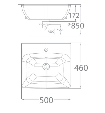 Bản vẽ kỹ thuật chậu rửa mặt Lavabo bán âm AMERICAN STANDARD WP-F301