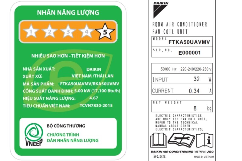 Điều Hòa Daikin Inverter 18000 BTU 1 Chiều FTKA50UAVMV tiết kiệm điện