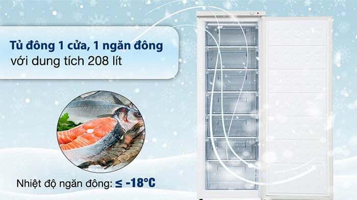 Tủ đông đứng Hòa Phát HPF UAH6208 dung tích 208 lít Tủ đông đứng Hòa Phát HPF UAH6208 dung tích 208 lít