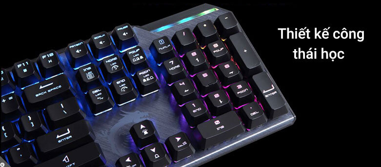 Bàn phím cơ gaming MSI Vigor GK50 Elite |  Thiết kế công thái học