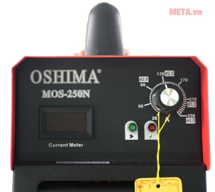 Máy có đèn báo hoạt động và bảng điện tử dòng đo hiện tại