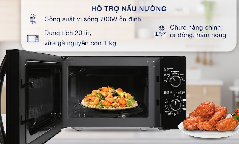 Lò vi sóng Toshiba MWP-MM20P sở hữu thiết kế hiện đại 