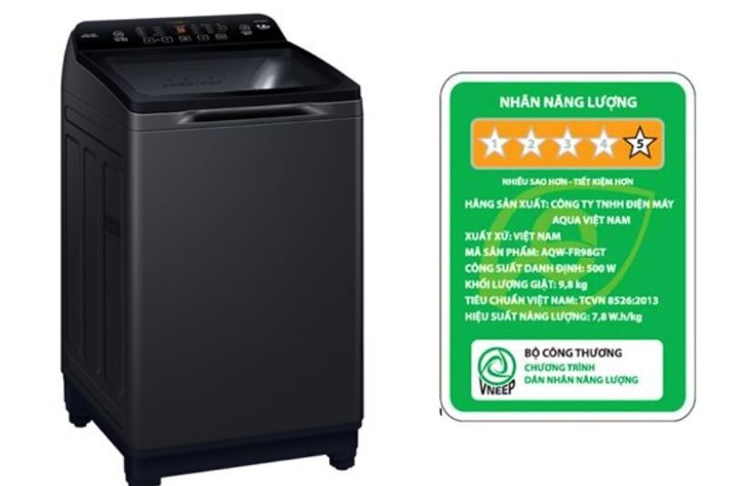 Máy giặt Aqua 9,8 kg AQW-FR98GT.BK tiết kiệm điện nước