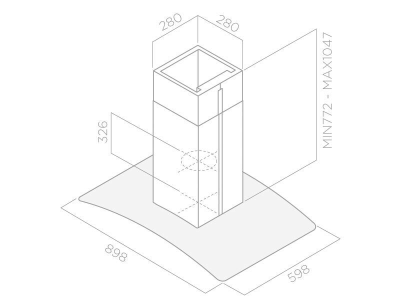 Bản vẽ kỹ thuật máy hút mùi đảo ELICA CIRCUS PLUS ISLAND IX/A/90
