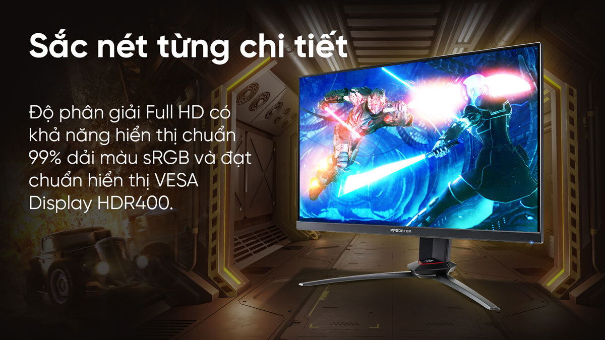 Hình ảnh sống động, màu sắc chân thực trên Màn hình Acer Predator XB253Q GX