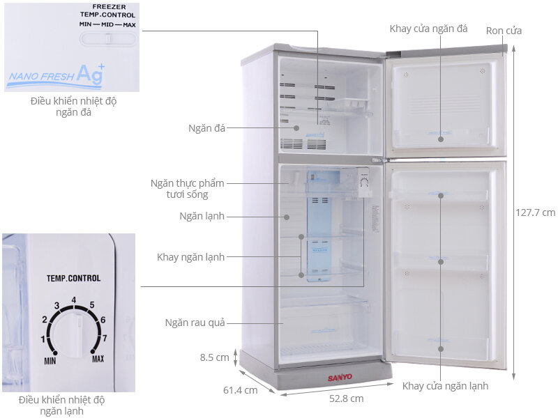Tủ lạnh Sanyo 165 lít SR-S185PN Tủ lạnh Sanyo 165 lít SR-S185PN