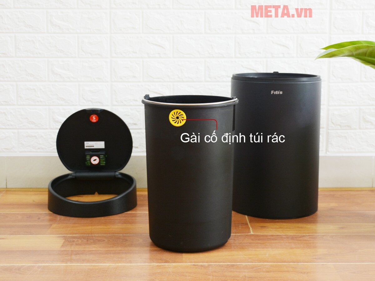 Thùng rác Inox nhấn tròn nhỏ Fitis RTS1-903 12 lít