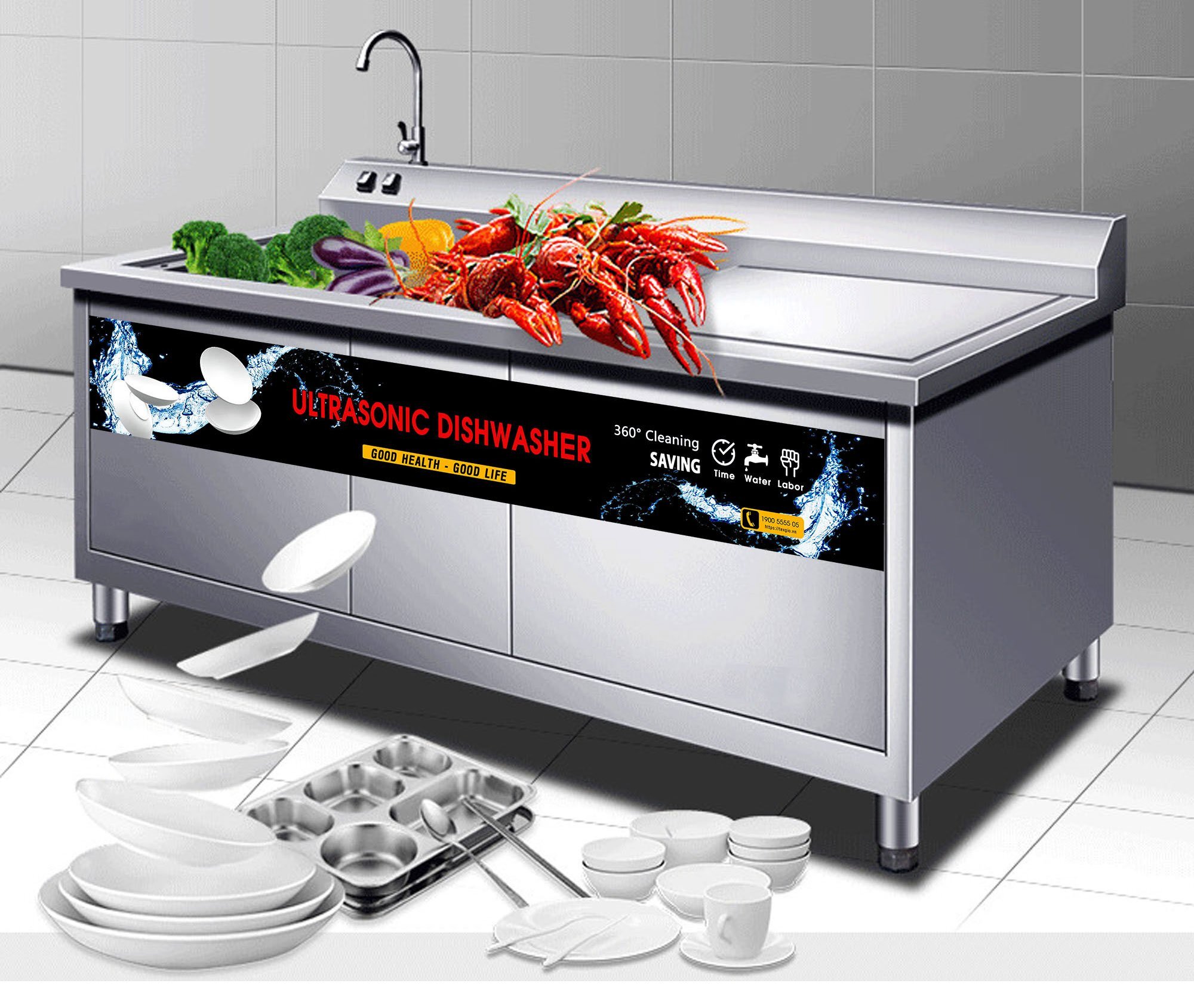 Máy rửa chén bát công nghiệp UltraSonic Texgio Luxury TGU-1200XS Máy rửa chén bát công nghiệp UltraSonic Texgio Luxury TGU-1200XS