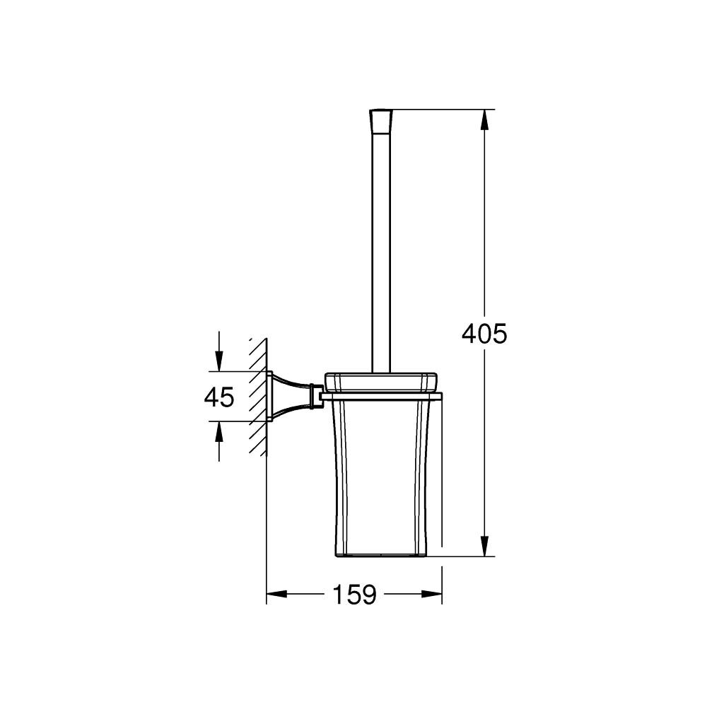 Bản vẽ kỹ thuật bộ cọ cầu gắn tường Grandera GROHE 40632000