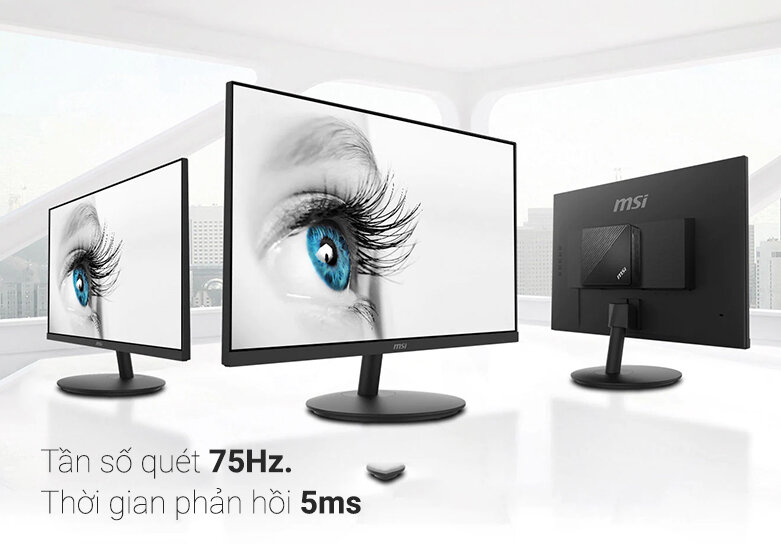 Màn hình MSI PRO MP242 có tần số quét 75Hz và thời gian phản hồi 5ms