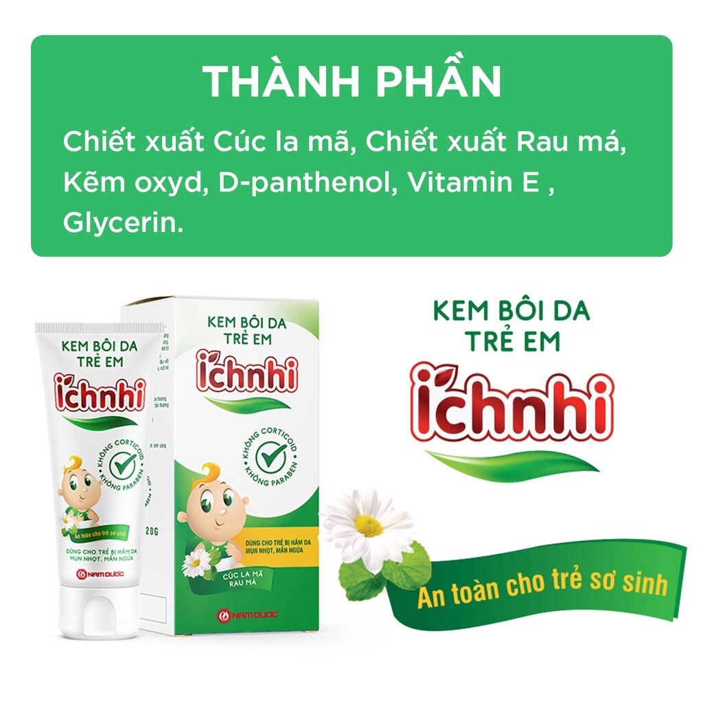 Thành phần có chứa trong Kem bôi da trẻ em Ích Nhi