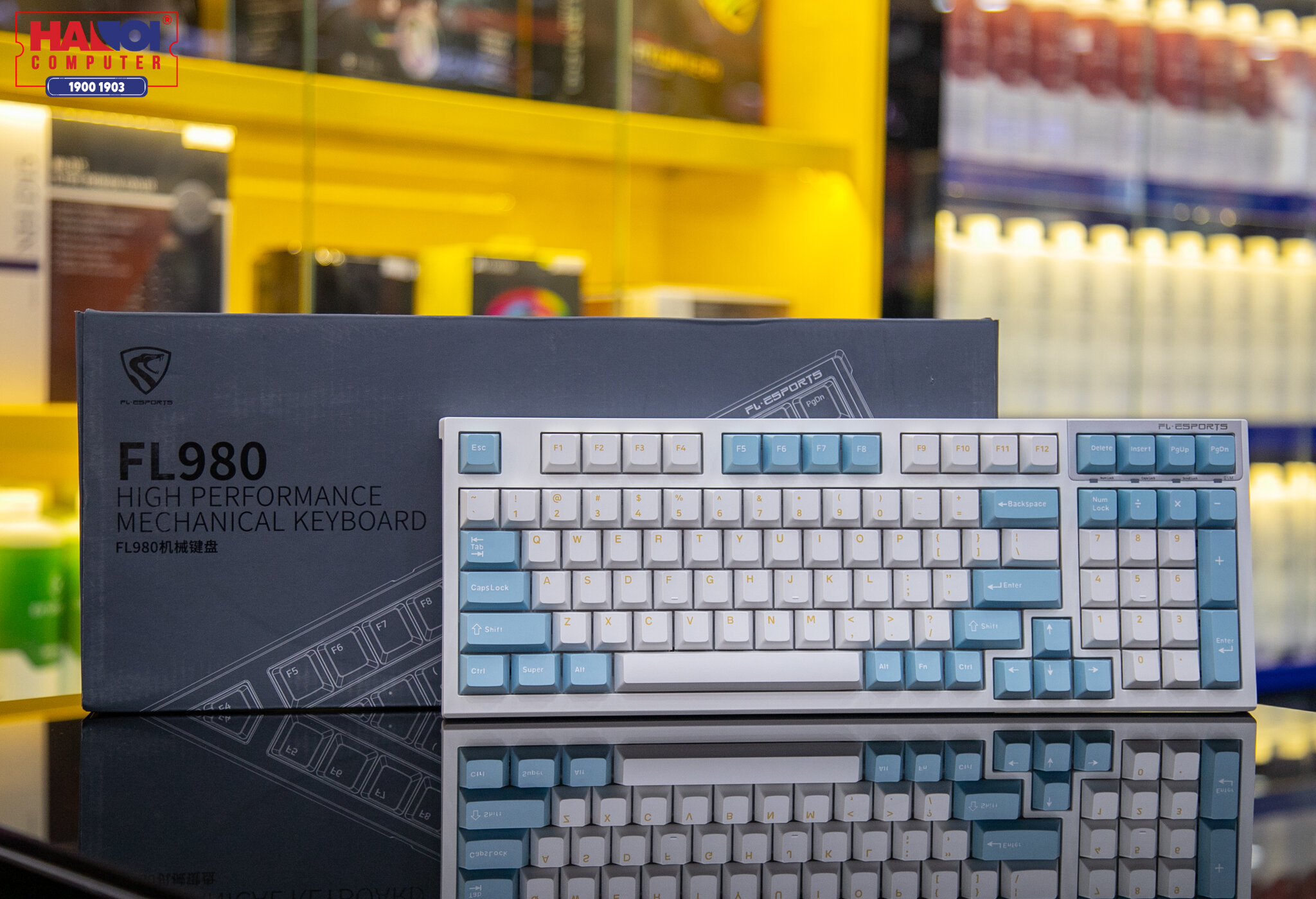 Bàn phím cơ FLEsport FL980 CPM Sea Salt White sw (Kailh Box) 1