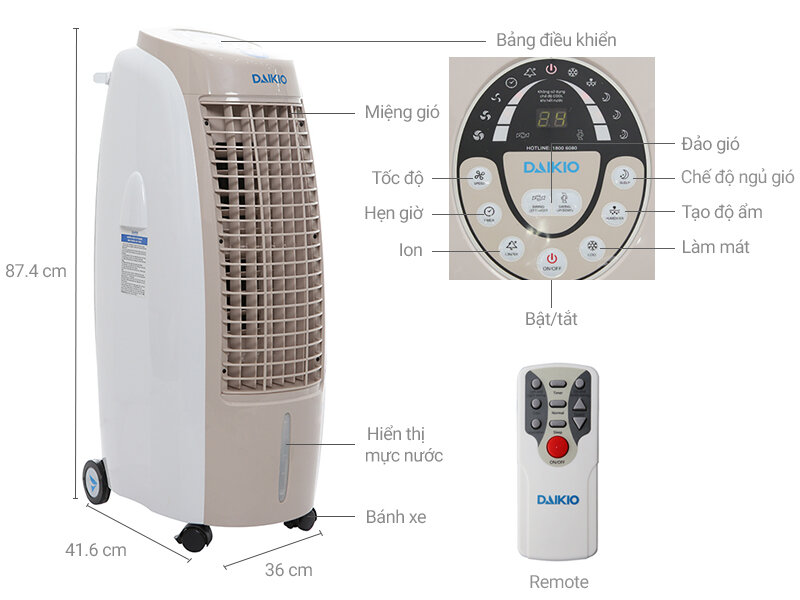 Máy làm mát không khí Daikio DK-1500B Máy làm mát không khí Daikio DK-1500B
