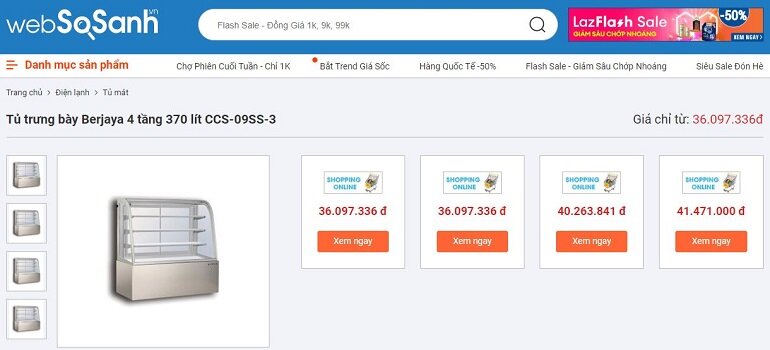 Tủ mát trưng bày bánh 3 tầng Berjaya giá bao nhiêu tiền?