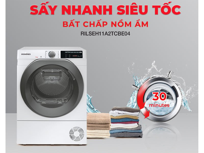 Máy sấy Rosieres RILSEH11A2TCBE04 với tính năng sấy nhanh