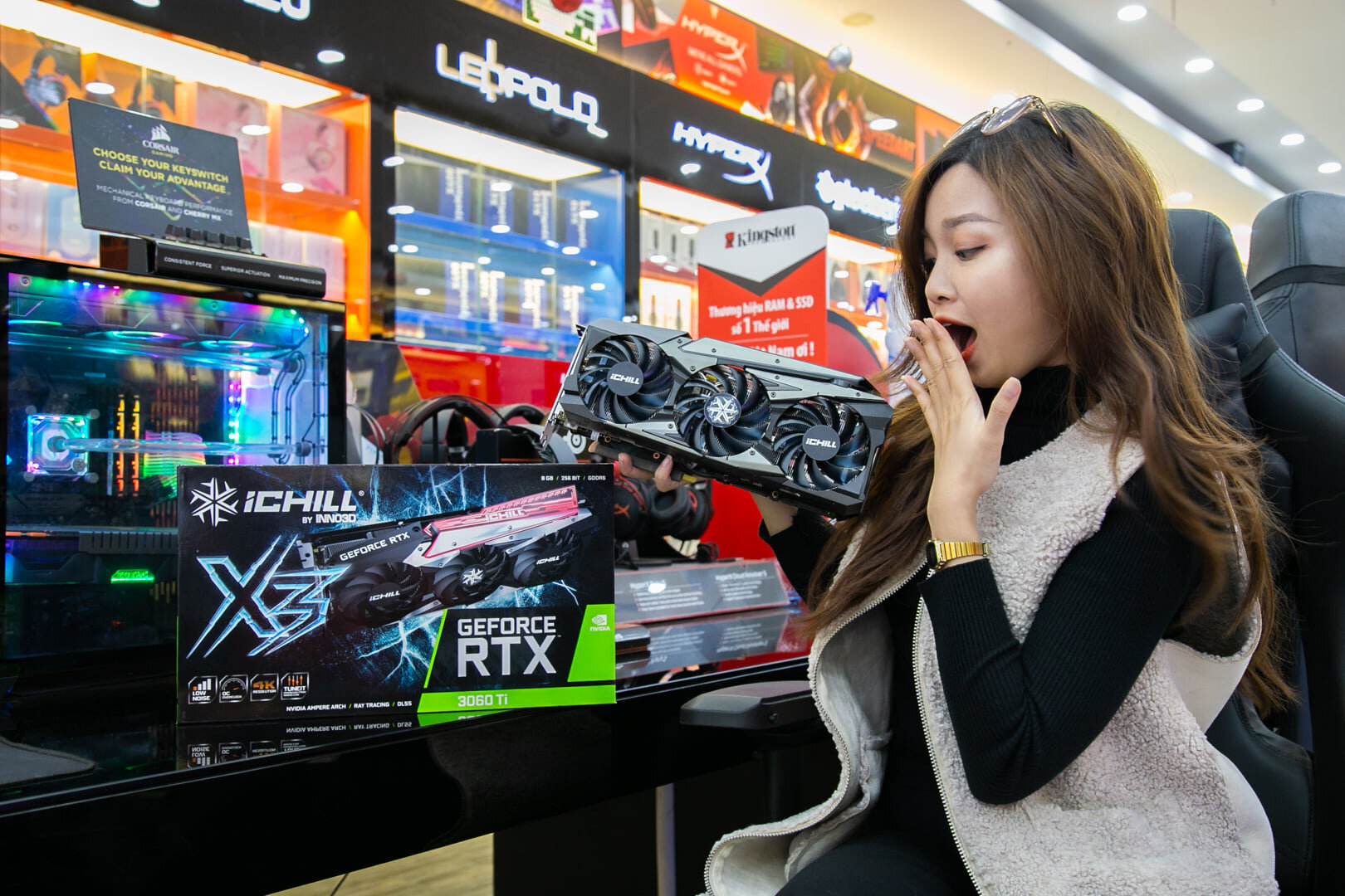 Card màn hình Inno3D RTX 3060 Ti ICHILL X3-8GB (LHR)