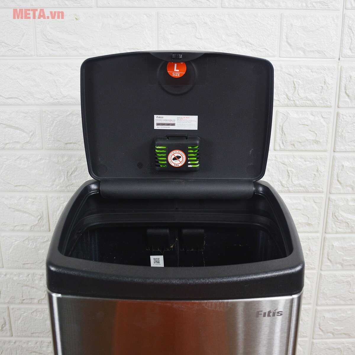 Thùng rác inox nhấn vuông lớn Fitis STL1-901 - 22 lít