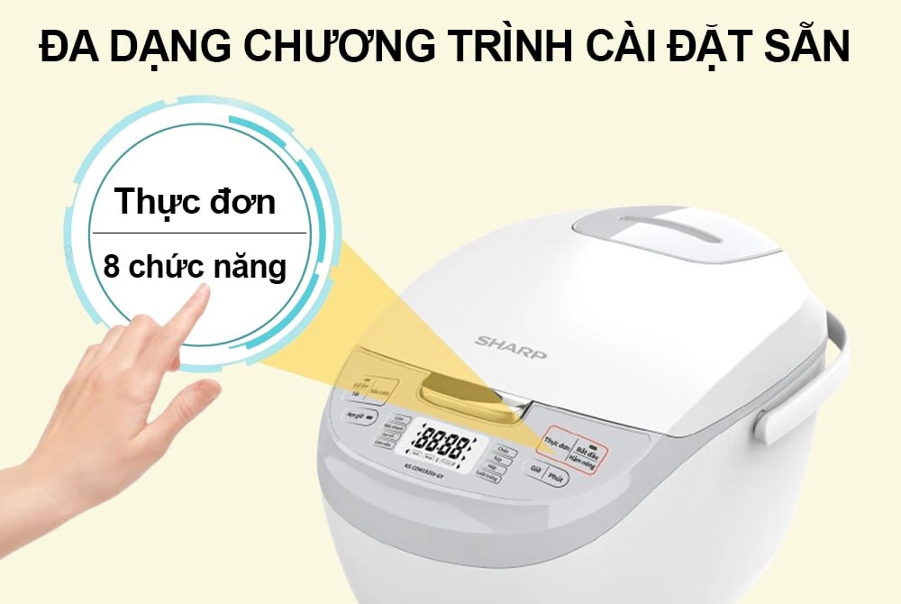 Nồi cơm điện Sharp KS-COM192EV-GY có 8 chức năng 