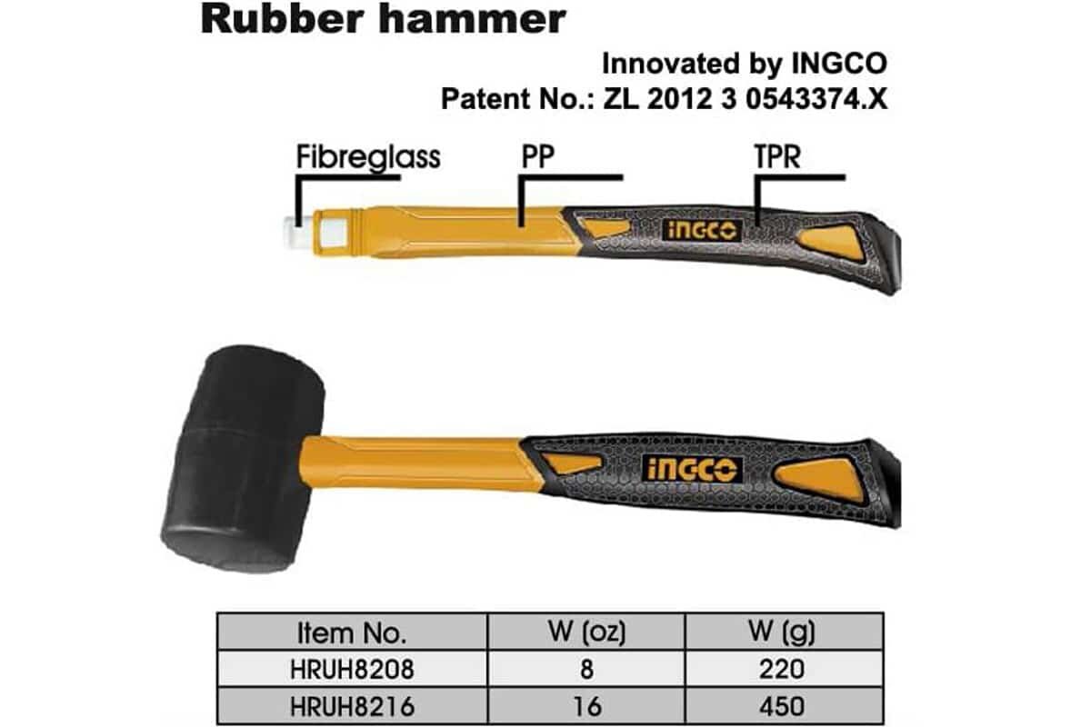 Búa Cao Su Đen 220g INGCO HRUH8208