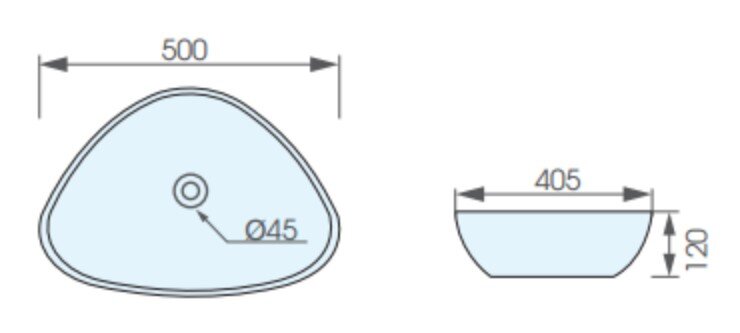 Bản vẽ kỹ thuật chậu rửa lavabo đặt bàn ATMOR AT40308