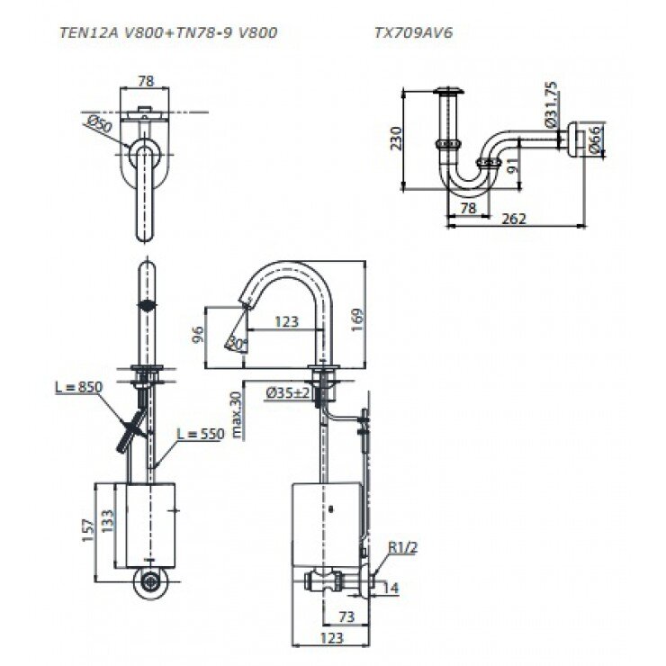 Bản vẽ vòi nước TEN12ANV900+TN78-9V900+TVLF405 TOTO