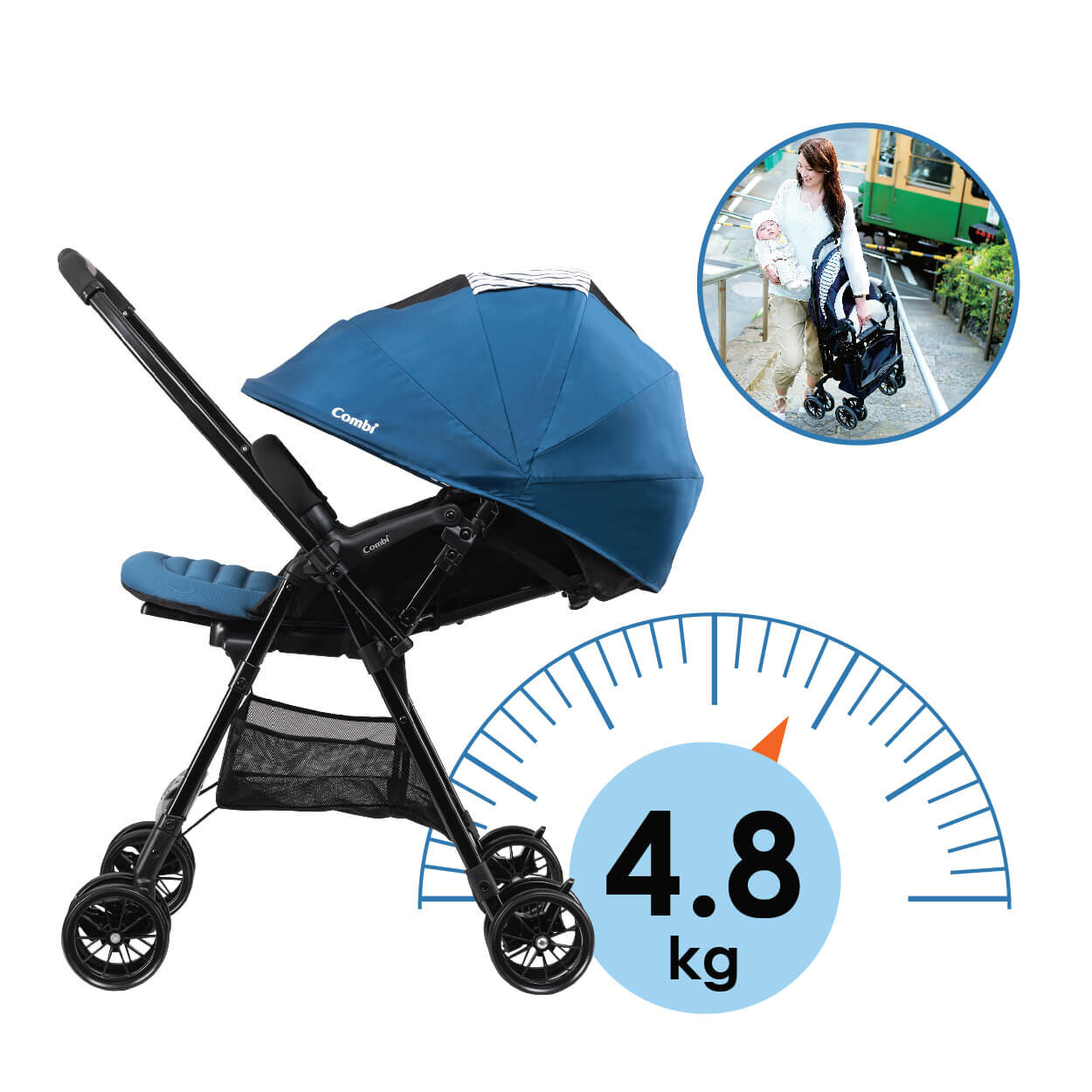 Trọng lượng xe đẩy Combi Neyo Plus Air chỉ 4.8kg