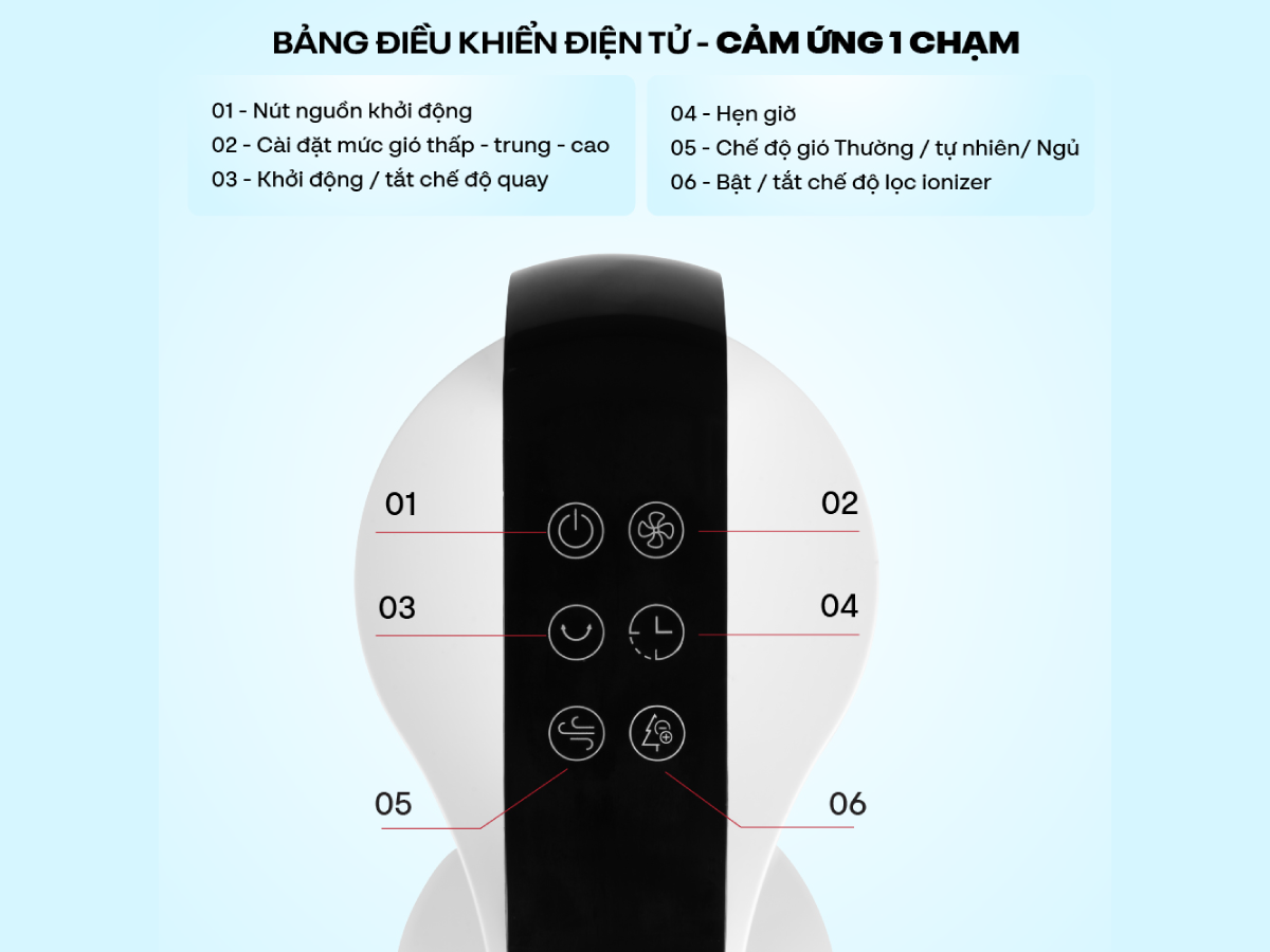 Quạt tháp điện tử FujiHome TF-12HE có remote tiện lợi