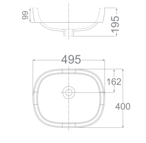 Bản vẽ kỹ thuật chậu rửa mặt lavabo đặt bàn AMERICAN STANDARD 0950-WT