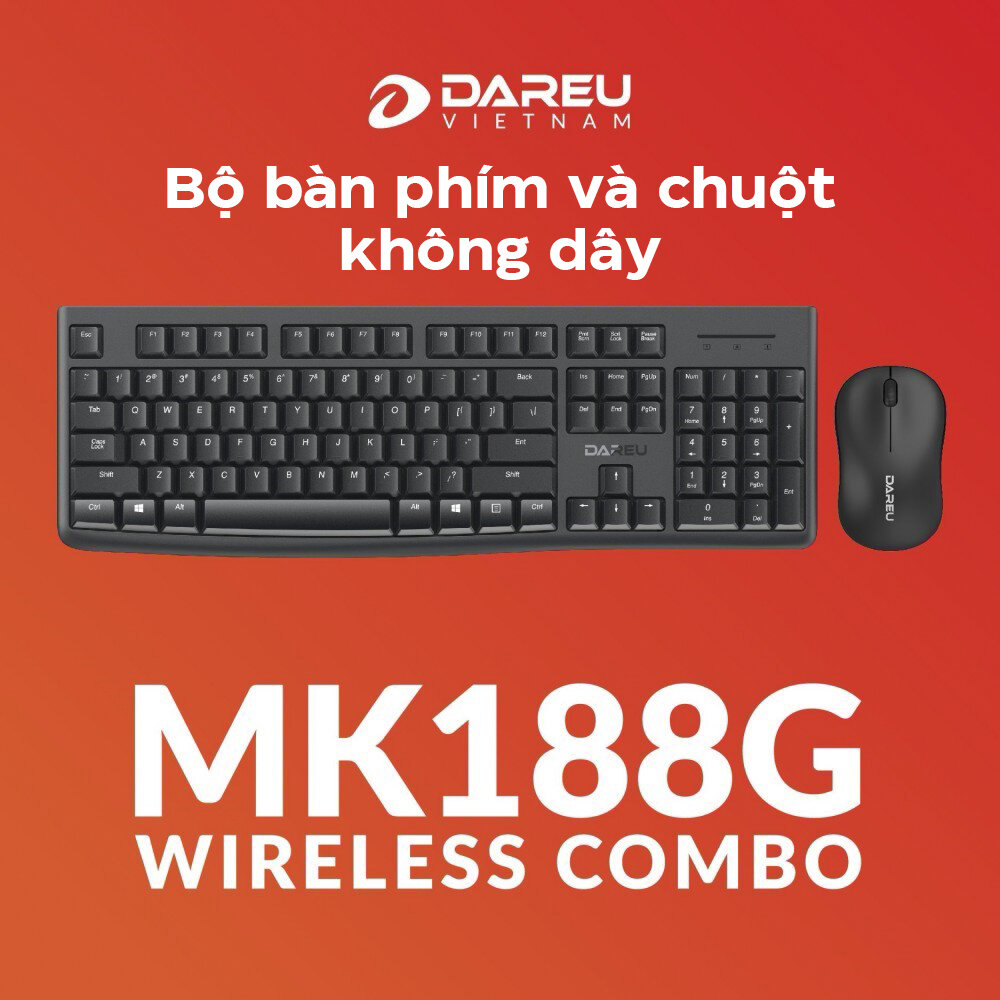 Bộ Bàn phím Chuột không dây Dareu MK188G Đen 