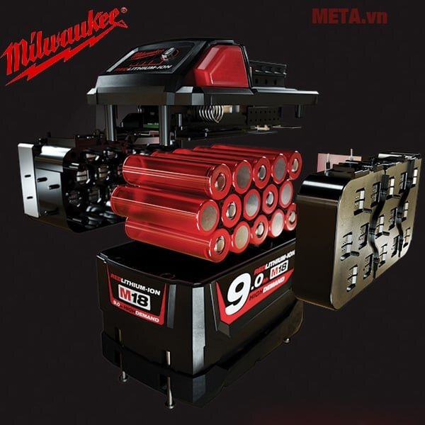 Pin lion với dung lượng cao lên tới 9.0Ah cho thời gian sử dụng máy được lâu hơn Pin máy khoan