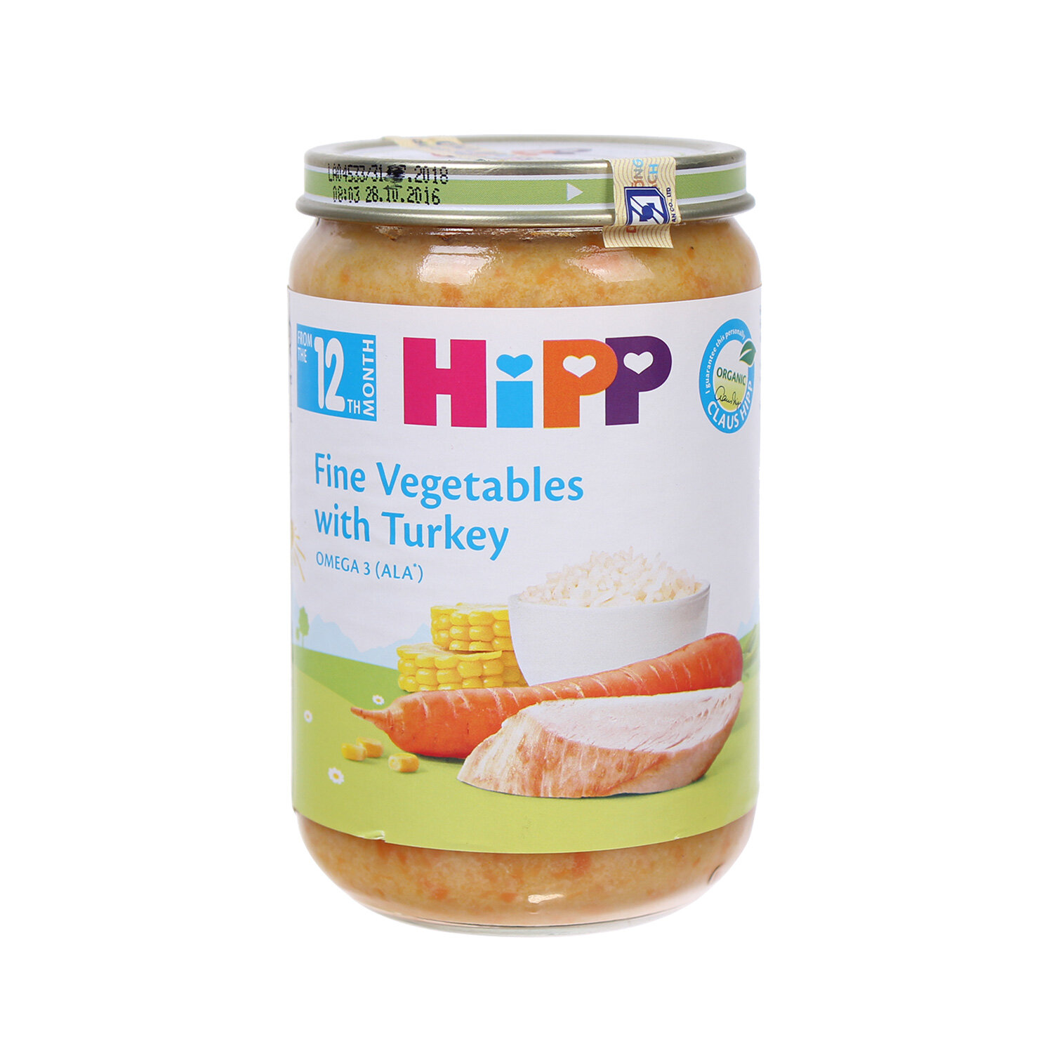  Dinh dưỡng đóng lọ Hipp Cơm nhuyễn, gà tây, rau tổng hợp 6813 220g