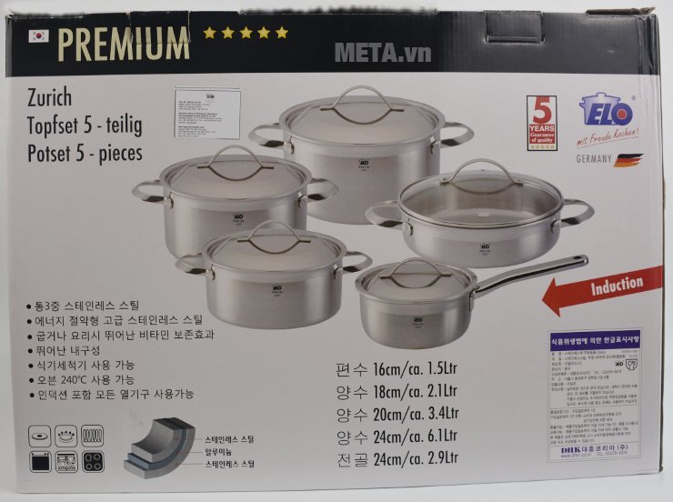 Bộ nồi cao cấp Elo Premium Zurich 5 chiếc