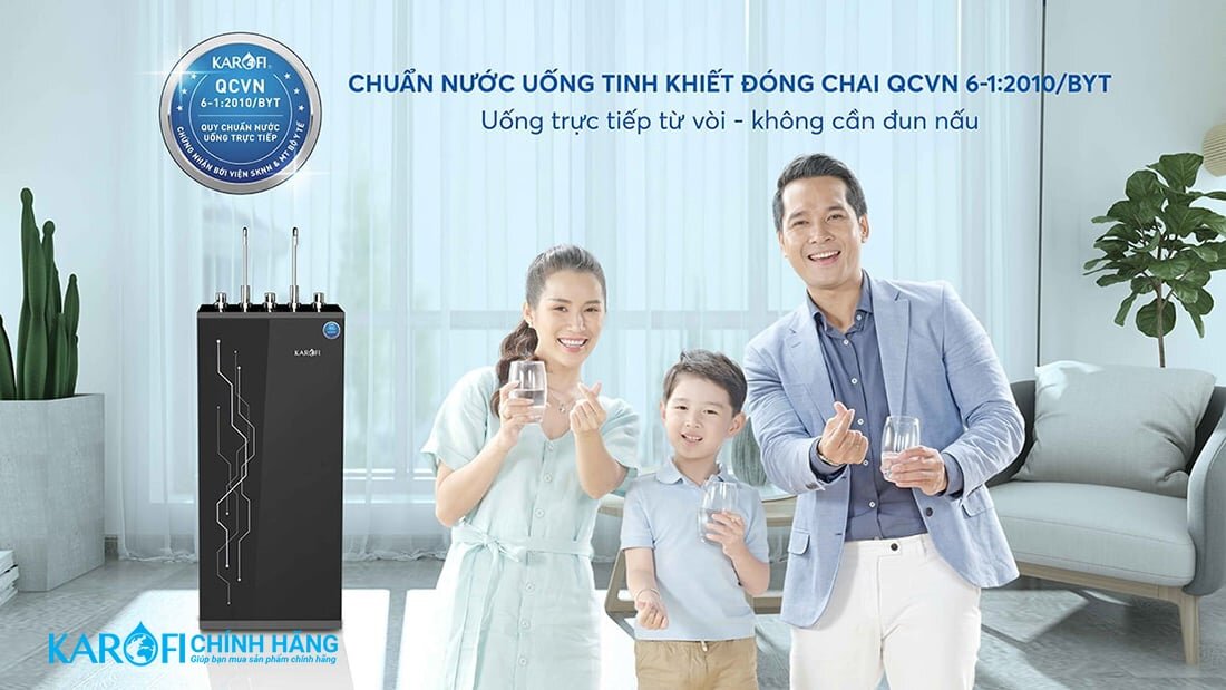Máy lọc nước nóng lạnh Karofi KAD-I55 cho nguồn nước tinh khiết uống trực tiếp