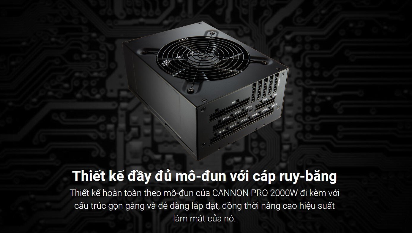 Nguồn FSP Power Supply Series Cannon Pro 2000W ( 80 Plus Gold/ Màu Đen)