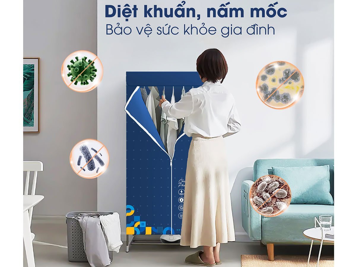 Máy sấy quần áo Kalite KL6880 có thể diệt khuẩn, khử mùi cho áo quần hiệu quả