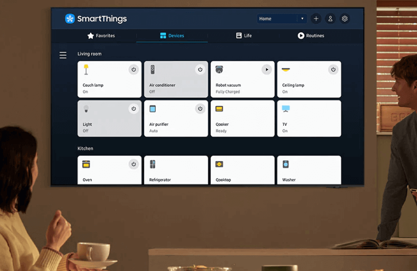 TV 4K UA75DU8000KXXV có ứng dụng SmartThings