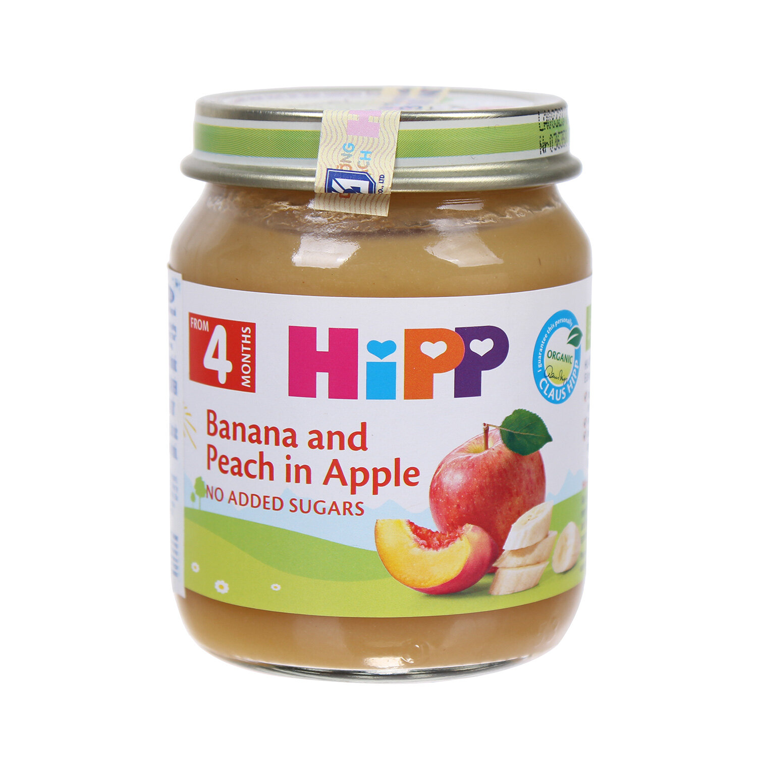 Dinh dưỡng đóng lọ Hipp vị chuối, đào vả Táo 4283 (125g) Dinh dưỡng đóng lọ Hipp vị chuối, đào vả Táo 4283 (125g)