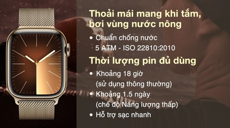 Apple Watch S9 LTE 41mm viền thép không gỉ dây thép dung lượng pin
