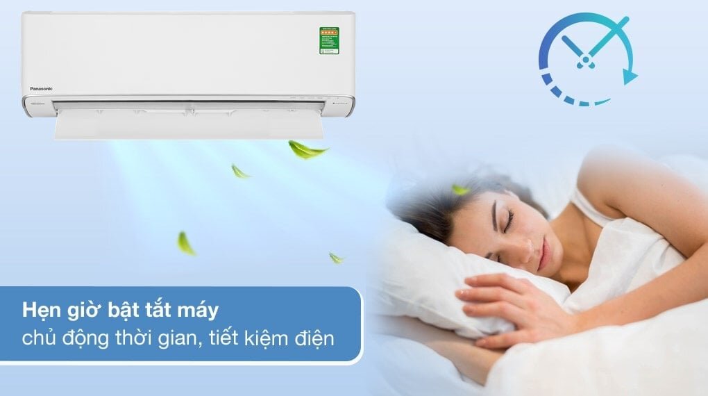Điều hòa Panasonic Inverter CU/CS-RU18AKH-8B có thể hẹn giờ bật/tắt với thời gian tối đa lên đến 24 giờ
